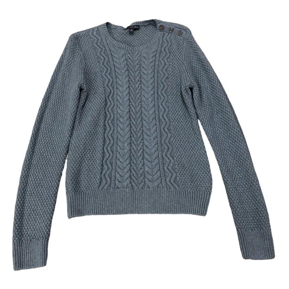 "346" BROOKS BROTHER KNIT CROCHET BLUE SWEATER WOMAN'S‎ LARGE | E2